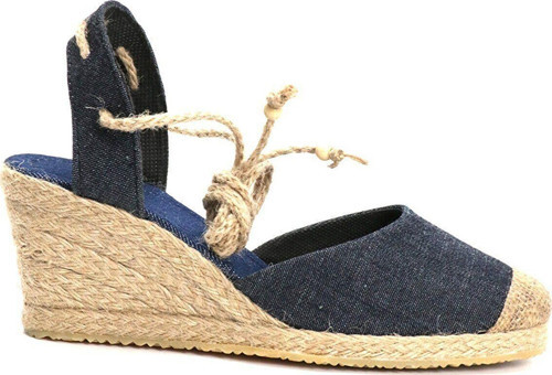 Gerçek Elişi Topuğu Açık Bilekten Bağlamalı Bej Dolgu Topuk Keten Hasır Espadril Handmade