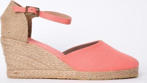 Gerçek Elişi Nar Çiçeği Bilekten Bantlı Topuğu Açık Keten Espadril Dolgu Topuk Handmade