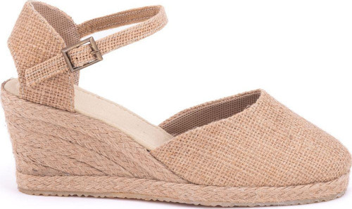 Gerçek Elişi Hasır Rengi Topuğu Açık Keten Espadril Dolgu Topuk Handmade