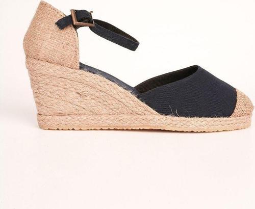 Gerçek Elişi Lacivert Hasır El Işi Kadın Keten Günlük Sandalet Handmade
