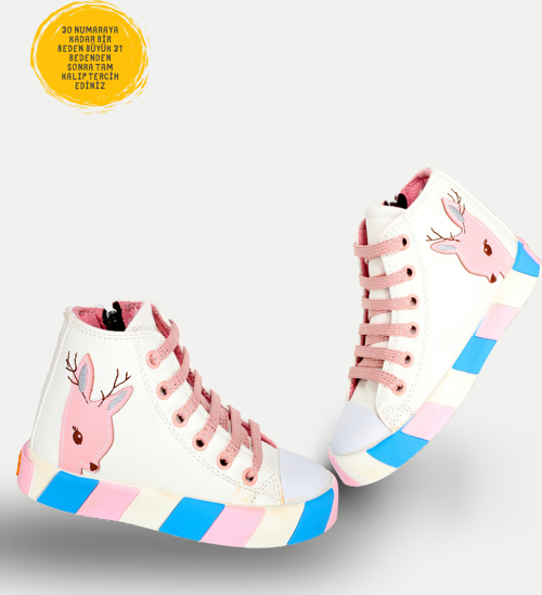 Ceylan Beyaz Ortopedik Destekli Kız Çocuk Sneakers