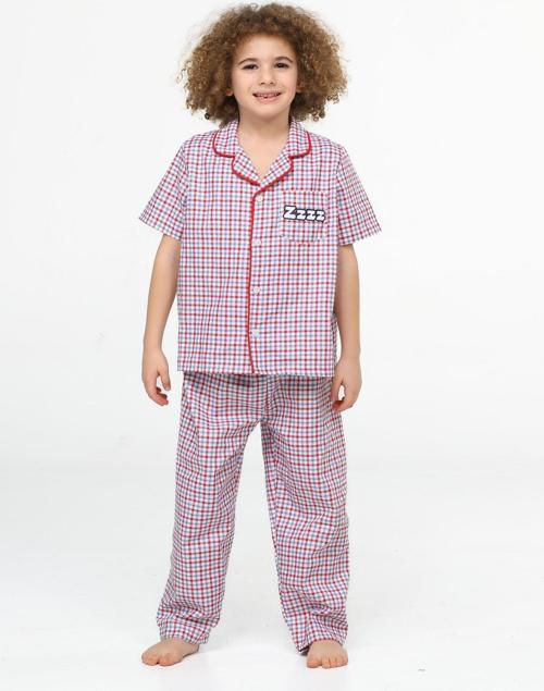 Zzzz Pamuklu Dokuma Ekose Pijama Takım