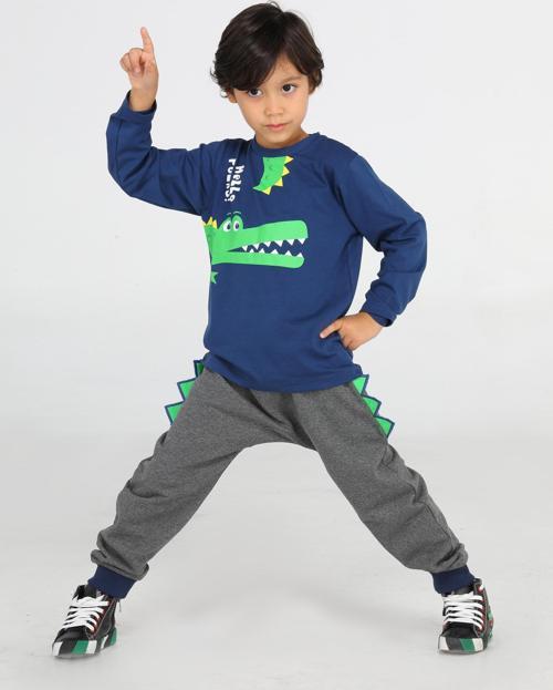 Hello Timsah Tırtırlı Baggy Pantolon + T-shirt Takım