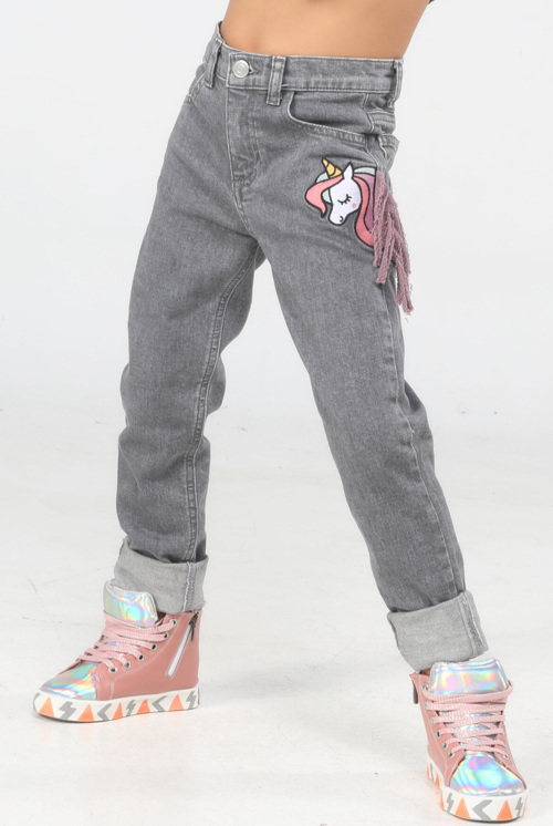 Unicorn Grey Washed Kız Jeans