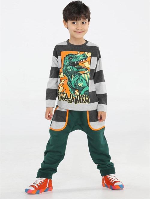 Yeşil T-rex Cepli Baggy Pantolon + T-shirt