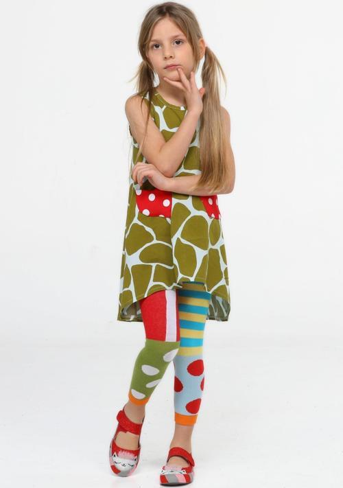 Yeşil Desenli Tunik + Çorap Tayt Takım