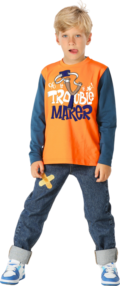 Trouble Maker Denim Pantolon +T-shirt Takım