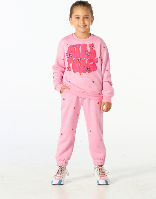 Kalp Desenli Girl Power Eşofman Takım