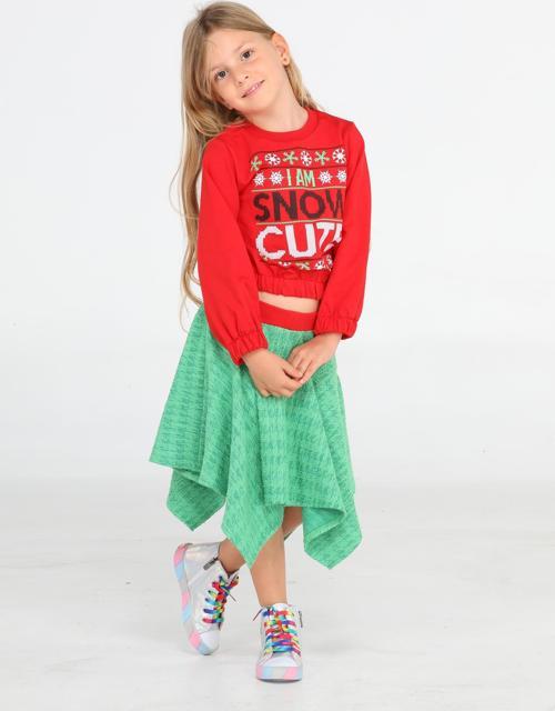 Snow Cute Kız Çocuk Etek + Sweatshirt Takım