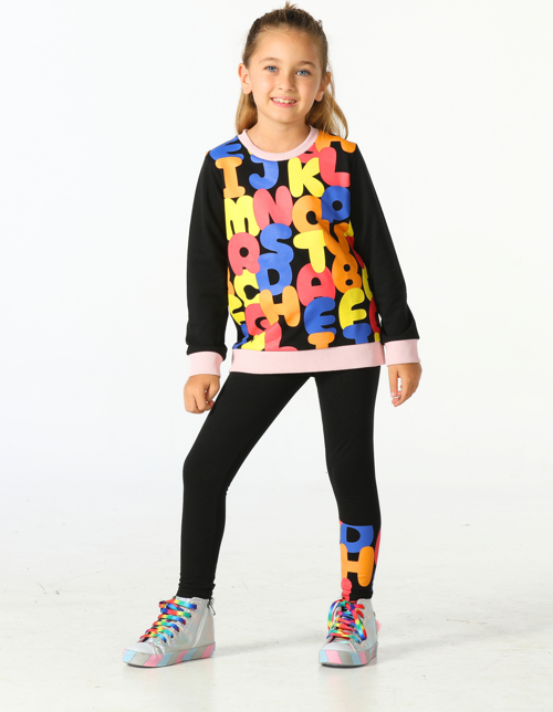Alphabet Desenli Kız Çocuk Sweatshirt Takım