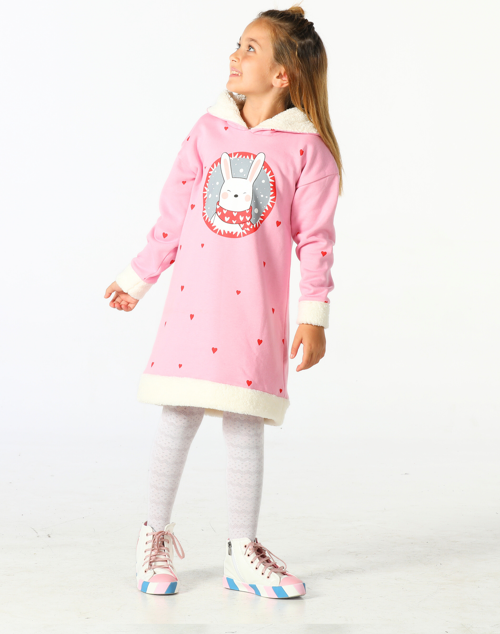 Bunny Pink Yumoş Kız Çocuk Elbise