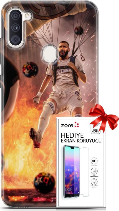 Samsung Galaxy M11 Kılıf Orijinal Seri Supers 03 Karim Benzema Real Madrid Arka Kapak + Ekran Koruyucu