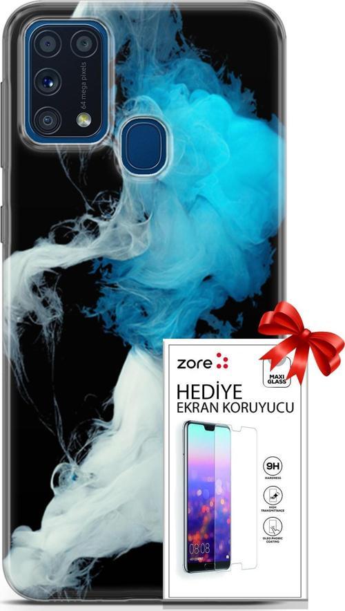 Samsung Galaxy M31 Kılıf Orijinal Seri Supers 06 Soyut Duman Koruyucu Kapak Ekran Koruyucu