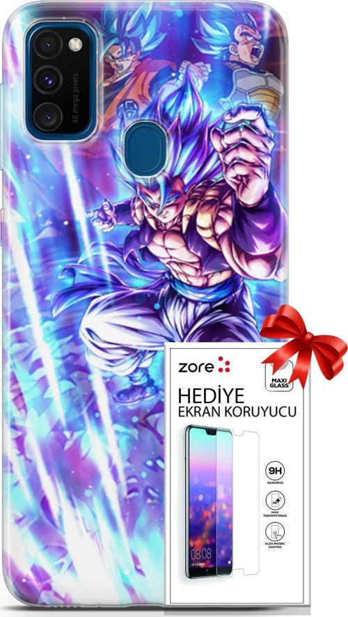Samsung Galaxy M30S Kılıf Orijinal Seri Supers 17 Dragon Gogeta Anime Yumuşak Kılıf + Ekran Koruyucu