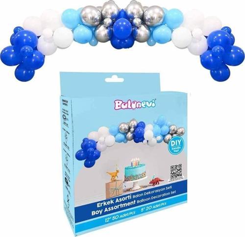 Erkek Asorti Balon Dekorasyon Seti (70 Li Paket)