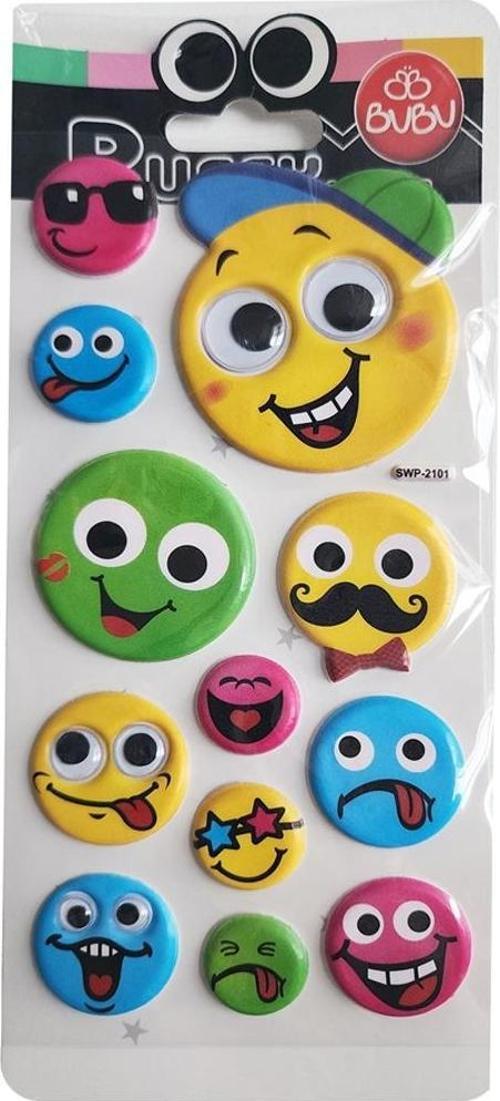 Puffy Sticker Oynar Gözlü Gülen Yüzler 9x21 SWP-2101