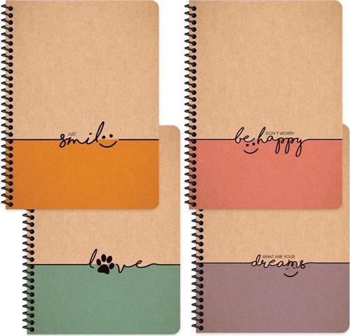 Defter 17X24Cm 80 Yaprak Kareli Spiralli Kraft Kapak Words 411672-99 (Karışık Renk 1 Adet)