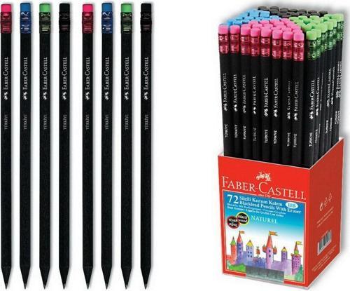 Faber-Castell Kurşun Kalem Siyah Lata Yuvarlak Silgili 5242 115815 (72 Li Paket)