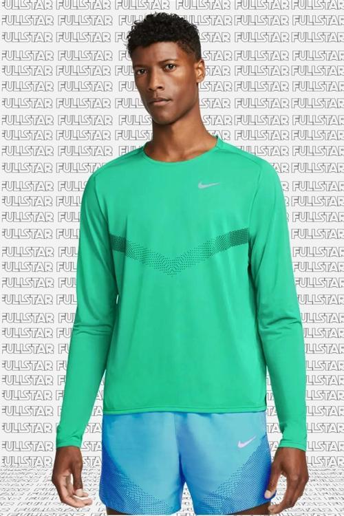 Run Division Rise 365 Running Crew Sweat Uzun Kollu Koşu Üstü Sweatshirt Yeşil