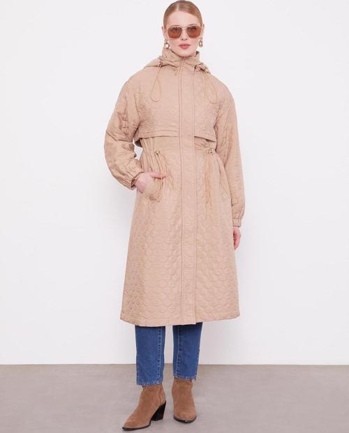 Camel Elips Desen Kapitone Kap