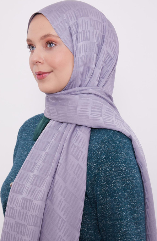 Füme Damla Desen Blue Jakar Şal
