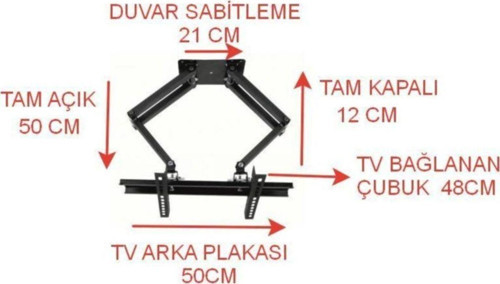 Onur 1923 4 Hareketli Askı Aparatı 32-50 Inç 82-120 Ekran Uyumlu