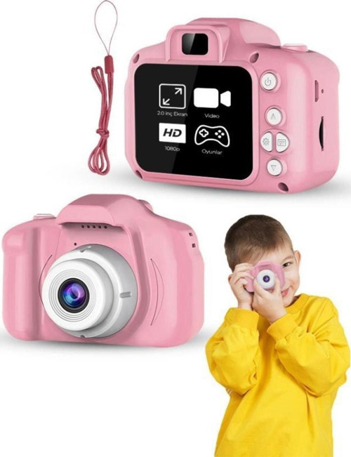 Çocuk Mini Dijital Fotoğraf Makinesi 1080P Hd Pembe