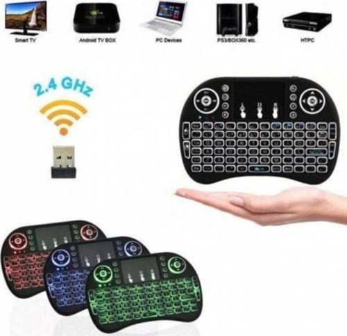 Işıklı Kablosuz Şarjlı Mini Q Klavye Mouse Smart Tv Box Ps3