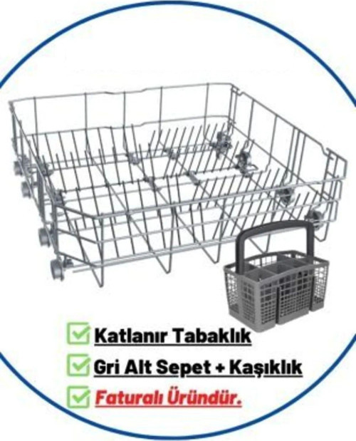 6332 Eı Bulaşık Makinesi Alt Sepet + Kaşıklık Sepeti (Gri Renk)