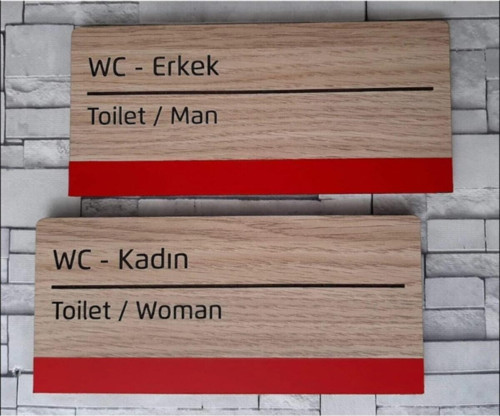 Dekoratif Wc Yönlendirme Tabelası Kadın & Erkek 2'Li