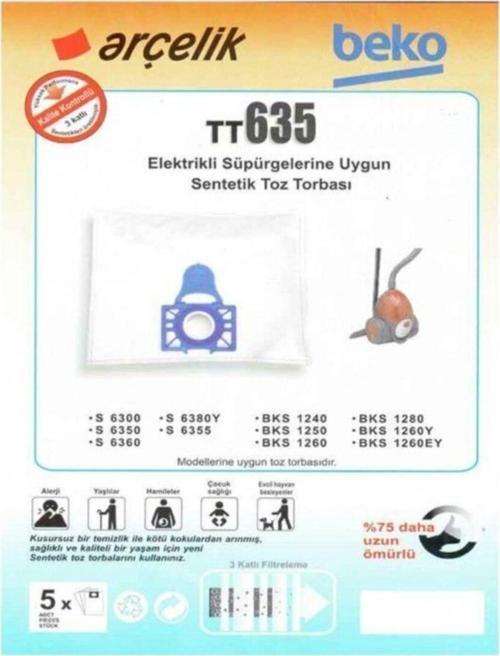 - Beko S6300 6350 6355 6355yp 6360 6380y Elektrikli Süpürge Toz Torbası 10 Adet