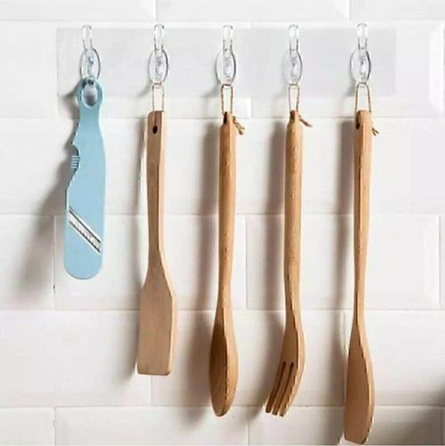 1 Adet Kendinden Yapışkanlı Güçlü Şeffaf 5Li Askılık - Kapı Arkası Mutfak Duvar Banyo