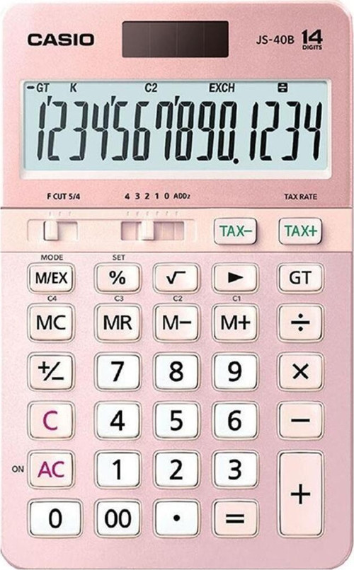Js-40B-Pk Pembe Profesyonel 14 Hane Masa Üstü Hesap Makinesi