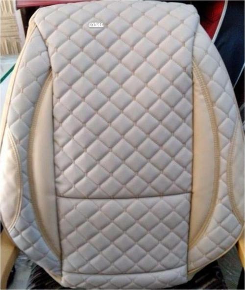 Kapitone Deri Ve Kumaş Kombinasyonu Koltuk Kılıfı Ön-Arka Komple Takım Bej Renk Lada Niva