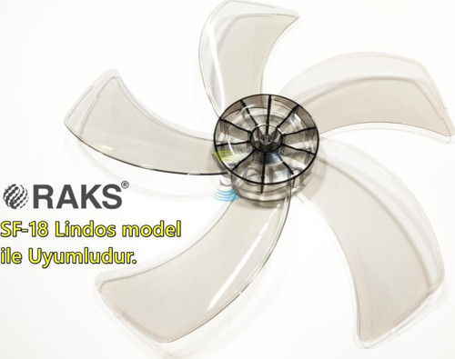Raks Sf 18 Lindos Modele Uyumlu Vantilatör Pervanesi 16İnç 5 Kanat 38Cm Füme Renk Pls
