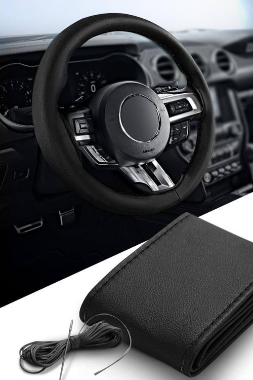 Ford Galaxy Uyumlu Dikmeli Direksiyon Kılıfı Siyah Düz ( Ultra Lüx )