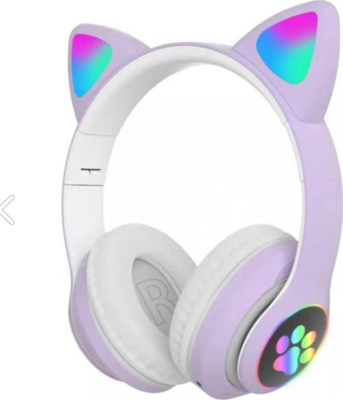 Kedi Kulak Rgb Led Işıklı Kablosuz Bluetooth Kulaklık Mikronlu Hafıza Kartı Girişli Kedi Kulaklık