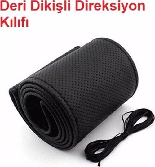 Deri Direksiyon Kılıfı Kokusuz Dikmeli - Siyah Uyumlu
