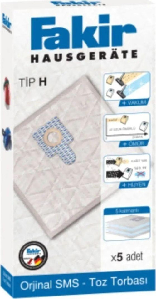 Fakir E 200 Tip H Orijinal Süpürge Toz Torbası (5 Adet)
