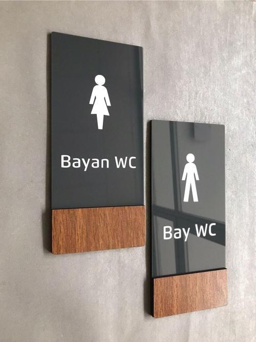 Wooden Serisi Dikey Wc Yönlendirme Levha Seti