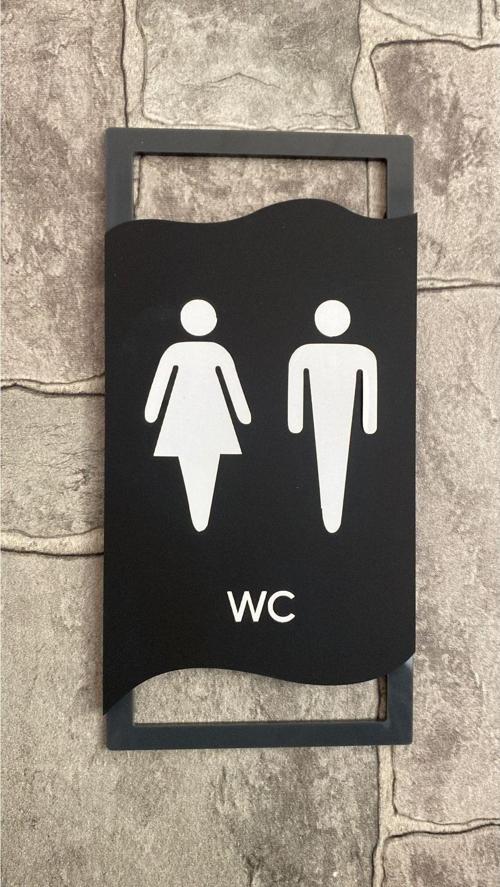 Antrasit Çerçeveli Mat Wc Yönlendirme Levhası