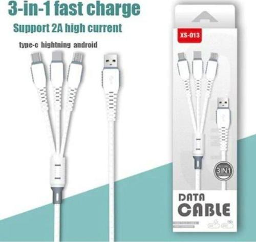 Data Cable Xs-013 Çoklu Sarj Kablosu 3 Uçlu Iphone,Samsung,Type-C Uyumlu Çoklu Şarj Kablo