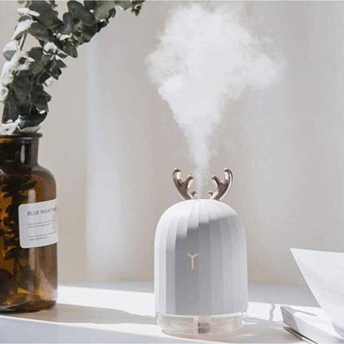 Hava Nemlendirici Buhar Makinası Led Işıklı Aroma Nemlendirici Geyik Beyaz