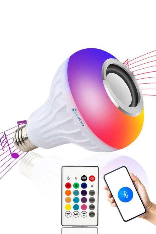 Kumandalı Ampul Şekilli Bluetooth Hoparlör Led Işık