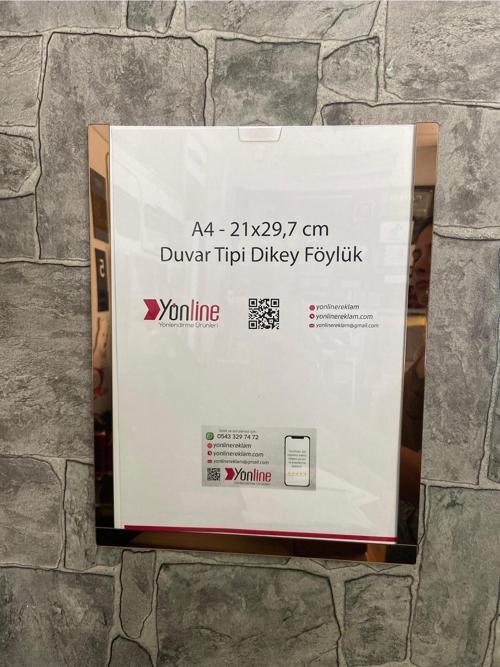 A4 Kolay Değiştirilebilir Duvar Ve Kapı Tipi Pleksi Föylük
