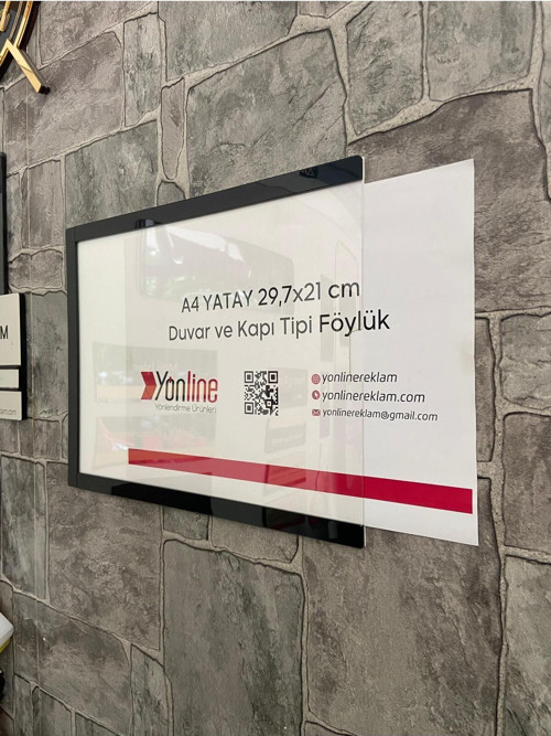 A4 Yatay Kolay Değiştirilebilir Kapı Ve Duvar Tipi Föylük Pano