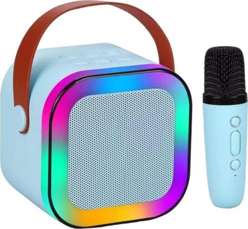Rgb Işıkl Mikrofonlu Taşınabilir Bluetooth Hoparlör Kablosuz Karaoke Müzik Eğlence Karaoke Hoparlör