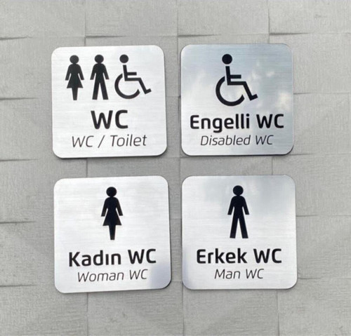 Kadın & Erkek & Engelli Wc & Wc Yönlendirme Seti
