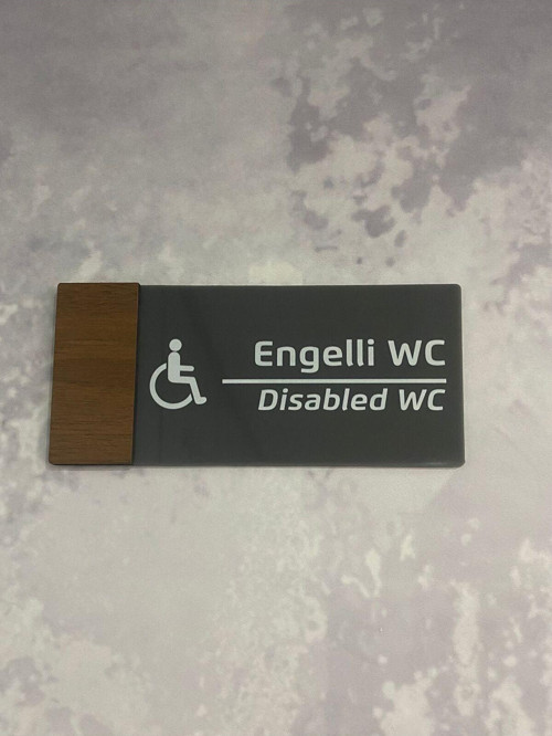 Wooden Serisi Engelli Wc Yönlendirme Levhası