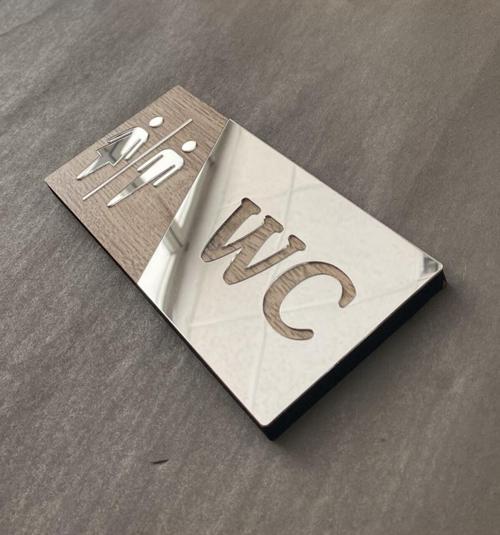 Aynalı Natural Mdf Wc Yönlendirme Levhası